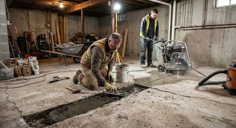 Cracked Basement Floor Repair in Cobb County, GA